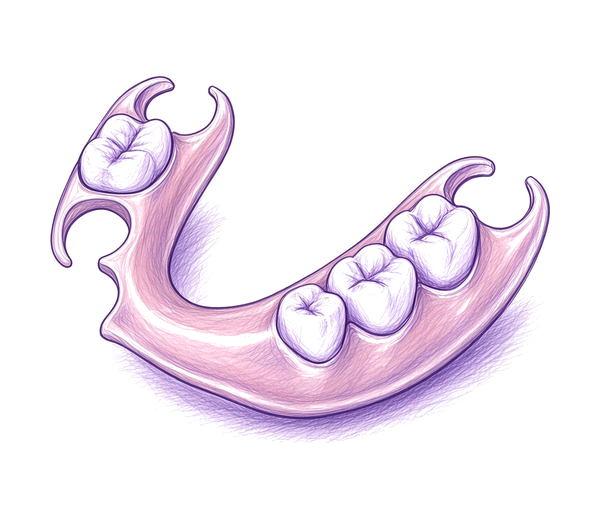 Illustration of a flexible partial denture